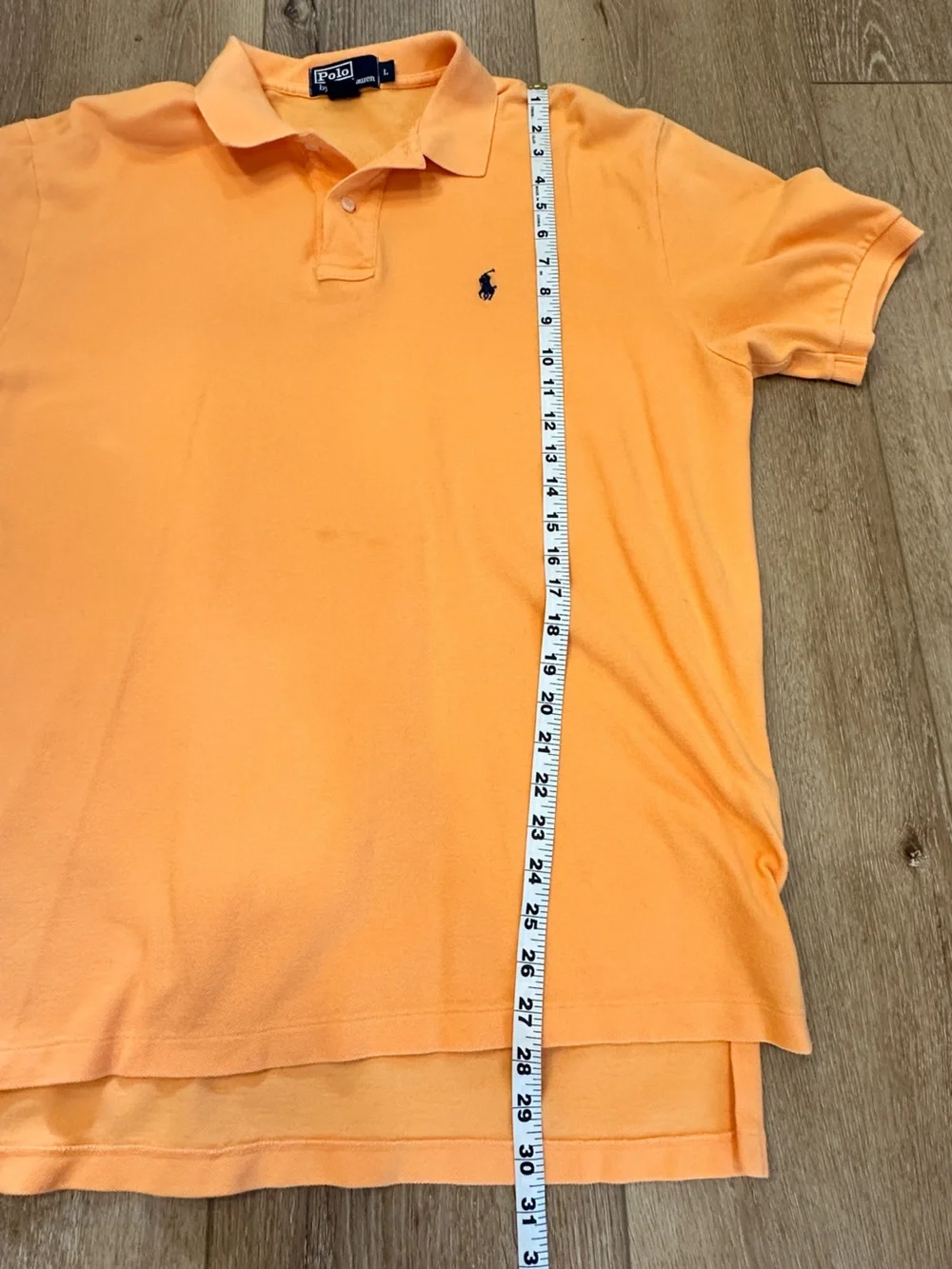 Polo Ralph Lauren Orange Polo Shirt Men's Size L Navy Pony Logo Cotton